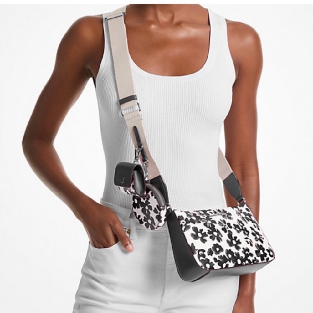 Michael Kors Jet Set Small Sequined Floral Print Crossbody Bag with Airpod Case